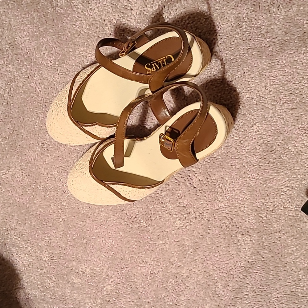 Chaos sandals worn few times crocheted like front straps on 3 inch heel sz 10
